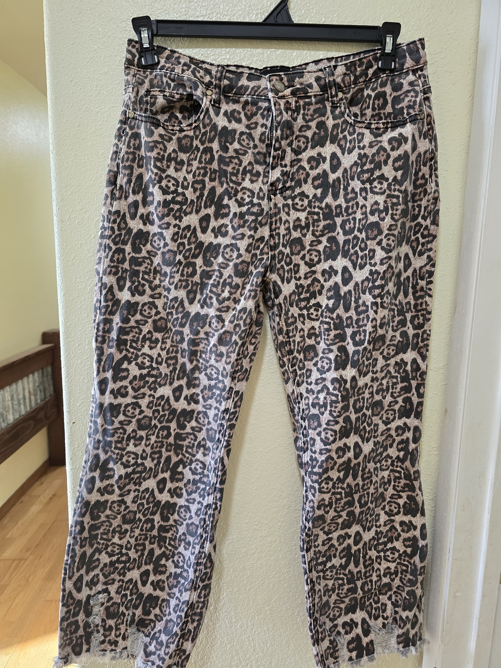 Leopard Print Ankle Jeans in Taupe and Black
